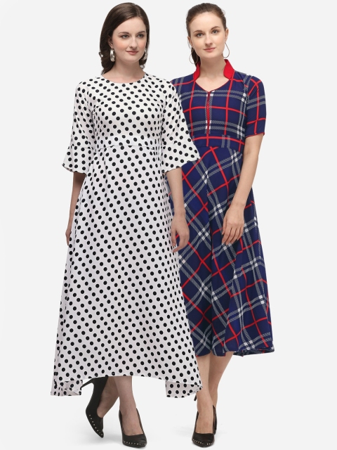 

Florence Multicoloured Pack of 2 Checked Crepe Midi Dress, Multi
