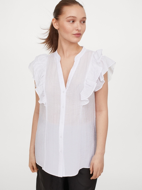 

H&M White Mama Flutter-Sleeved Blouse