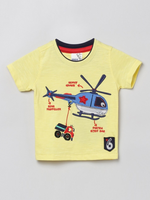 

max Boys Yellow & Black Graphic Printed T-shirt