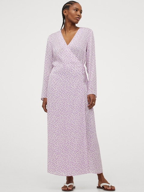 

H&M Purple Calf-Length Wrap Dress