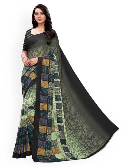 

KALINI Multi Printed Embroidered Pure Georgette Saree