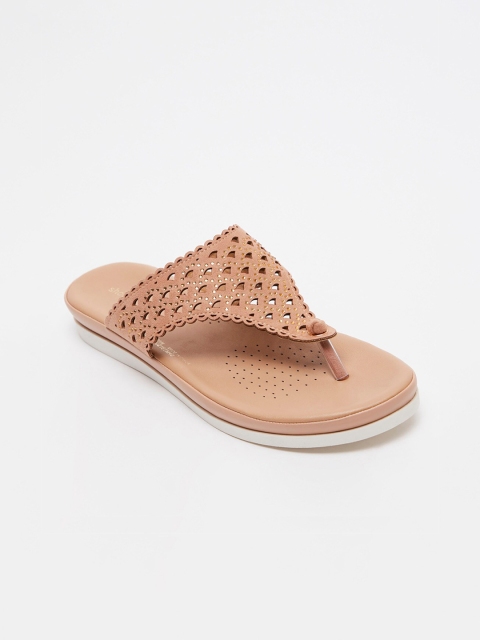 

shoexpress Women Pink Textured Open Toe Flats