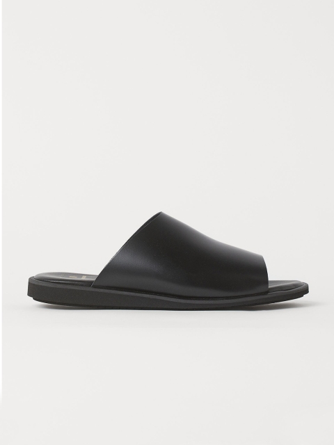 

H&M Men Black Leather Slides