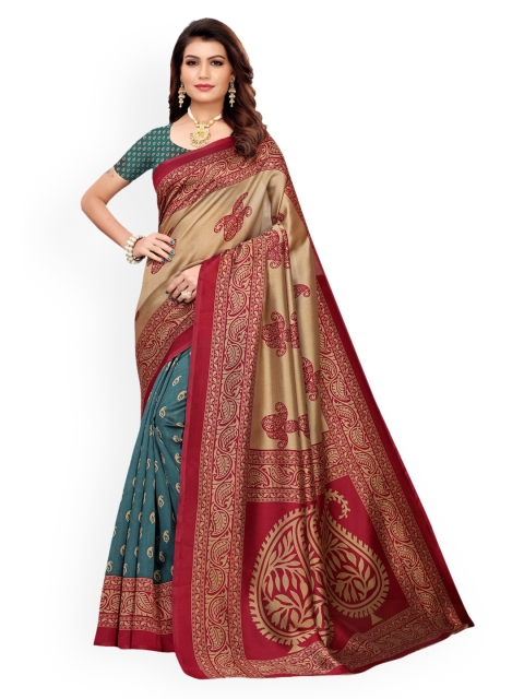 

KALINI Beige & Maroon Ethnic Motifs Zari Saree