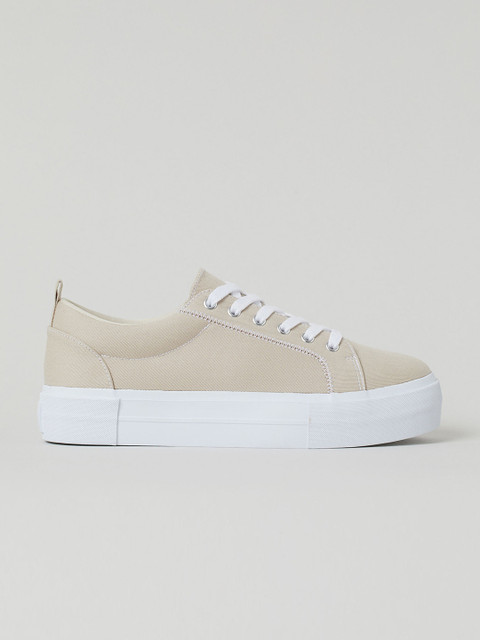 

H&M Women Beige Solid Platform Trainers