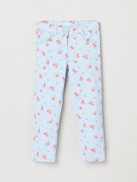

max Girls Blue Printed Regular Trousers Regular Trousers