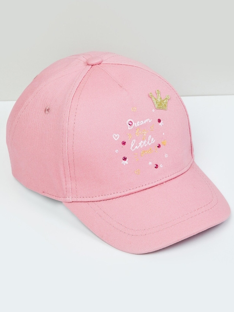 

max Girls Pink & White Embroidered Baseball Cap