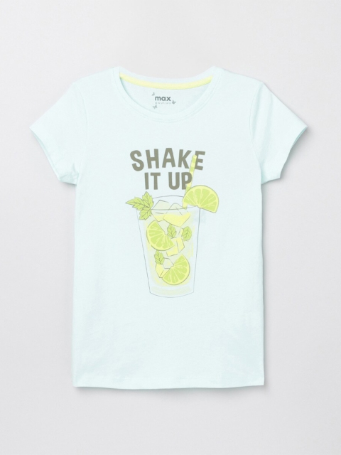 

max Girls Green & Yelow Graphic Printed T-shirt