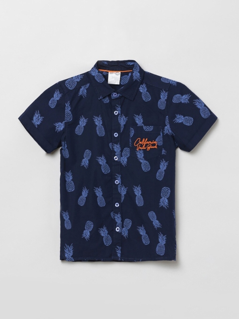 

max Boys Blue Regular Fit Printed Casual Shirt