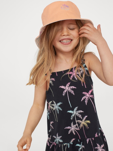 

H&M Girls Black & Pink Patterned Cotton Dress