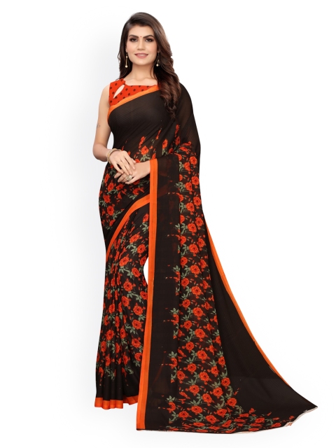 

KALINI Black Floral Pure Georgette Saree