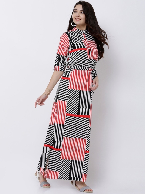 

Tokyo Talkies Red & Black Striped Maxi Dress