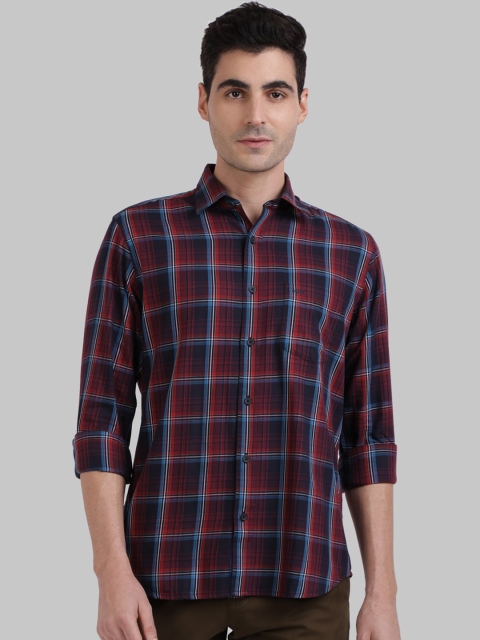 

ColorPlus Men Red Tailored Fit Checked Casual Shirt