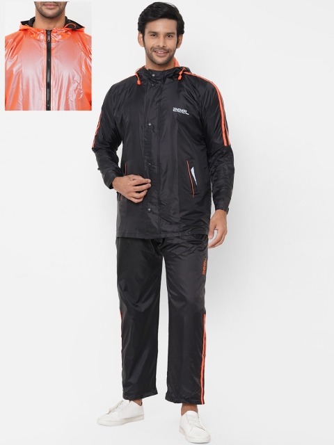 

Zeel Men Black & Orange Solid Reversible Rain Suit