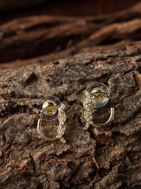 

E2O Quirky Golden With Diamond Embellished Stud Earring, Gold