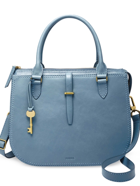 

Fossil Blue Solid Handheld Bag With Detachable Sling Strap