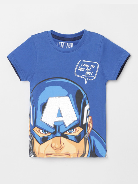 

max Boys Blue Superhero Printed T-shirt
