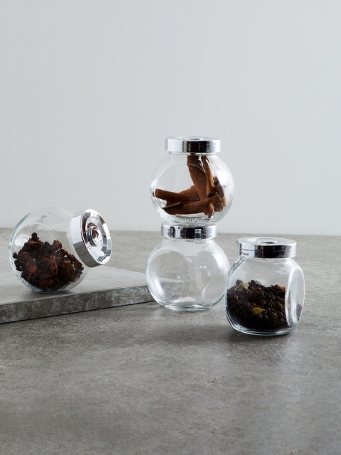 

Home Centre Set Of 4 Transparent Solid Spice Jars
