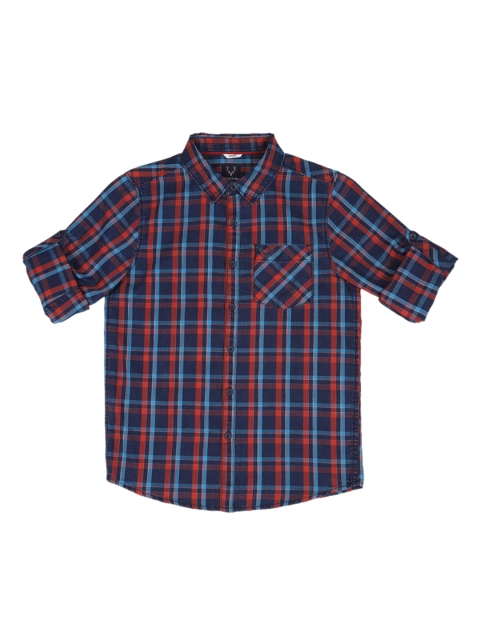 

Allen Solly Junior Boys Navy Blue Regular Fit Checked Casual Shirt
