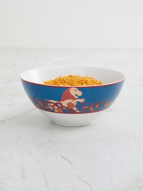 Home Centre White & Blue Eliana Lion Printed Cereal Bowl