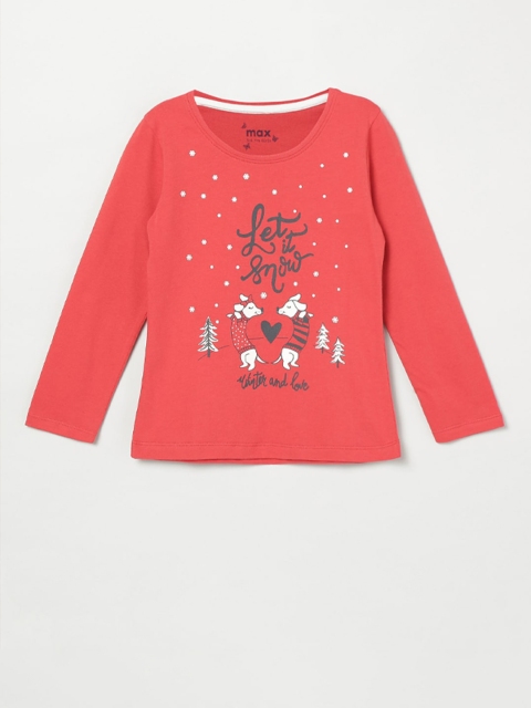 

max Girls Rust Printed T-shirt