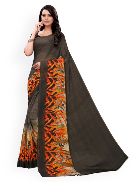 

KALINI Brown Pure Georgette Saree