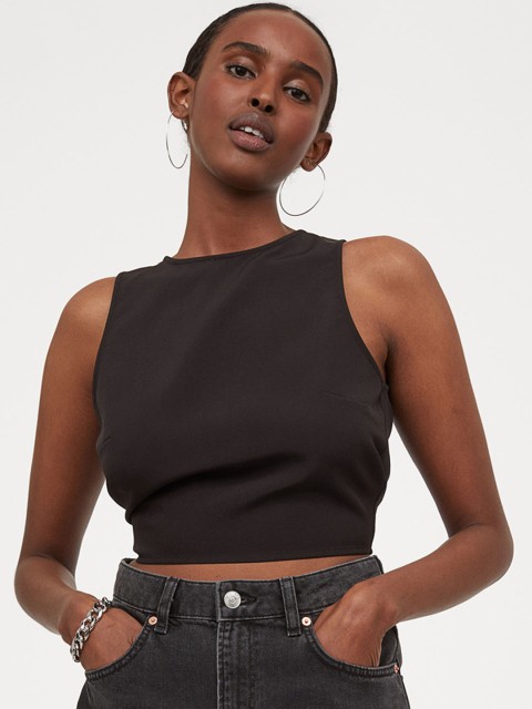 

H&M Woman Open-backed top, Black