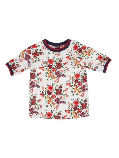 

Allen Solly Junior Girls White & Maroon Floral Regular Top