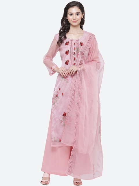 

Biba Pink Embroidered Organza Unstitched Dress Material