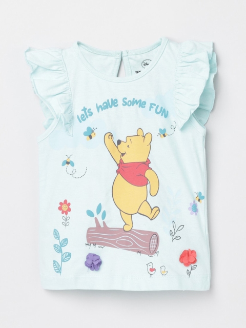 max Girls Blue Winnie The Pooh Printed T-shirt