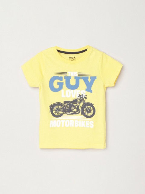 

max Boys Yellow Biker Printed T-shirt