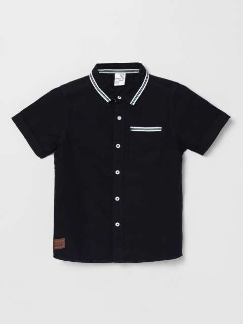 

max Boys Navy Blue Regular Fit Solid Casual Shirt