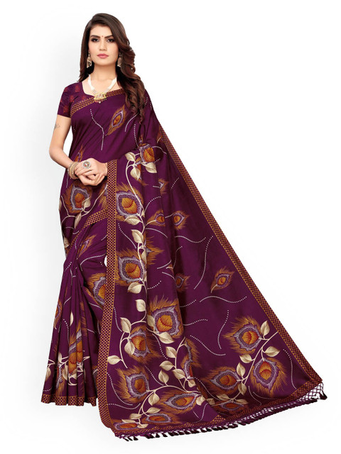 

KALINI Purple Embroidered Saree