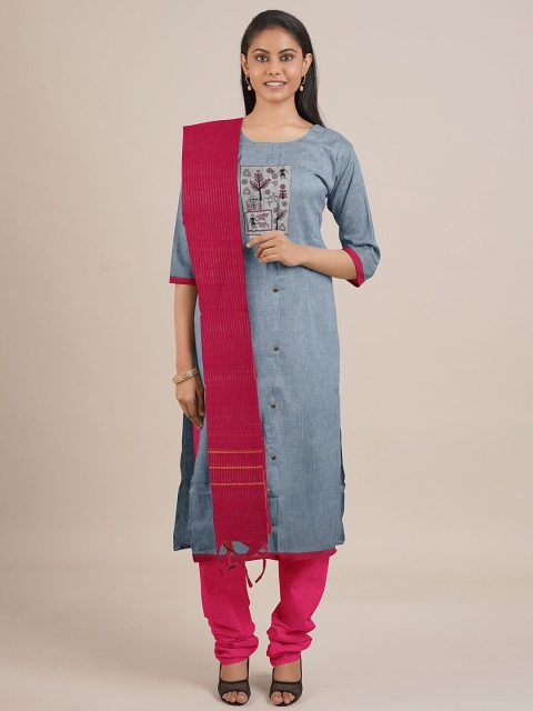 

Pothys Women Grey Unstiched Chudithar Material