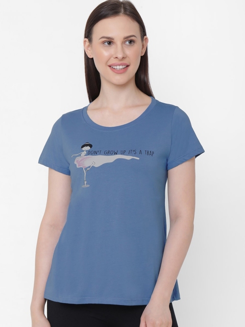 

Soie Women Blue Printed Lounge T-Shirt