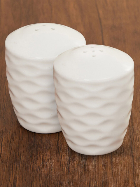 

Home Centre Set Of 2 White Textured Salt and Pepper Shaker