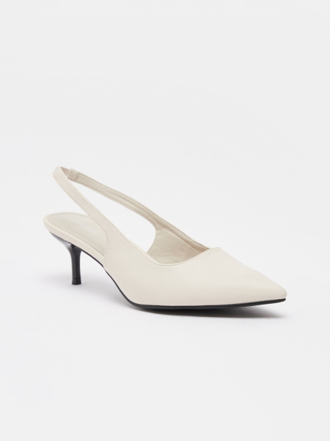 

shoexpress Beige PU Party Kitten Heeled Pumps