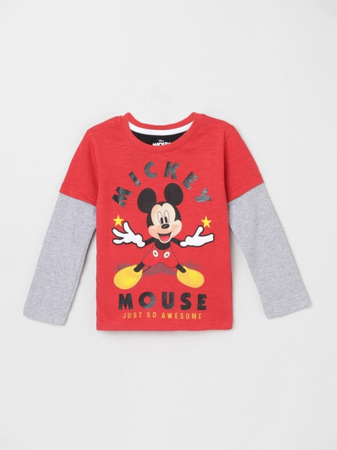 

max Boys Red Printed Doctor Sleeves T-shirt