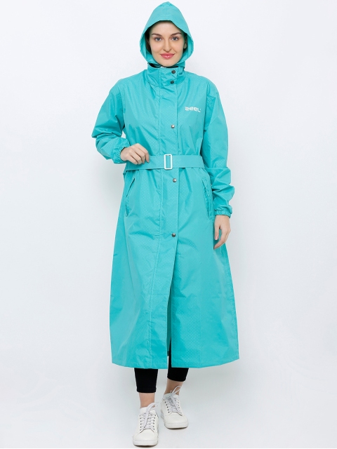 

Zeel Women Turquoise Blue Printed Full Length Rain Jacket