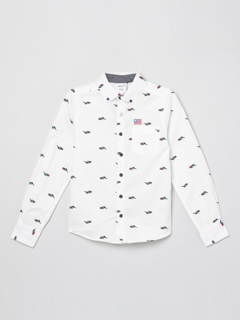 

max Boys White Regular Fit Printed Casual Shirt