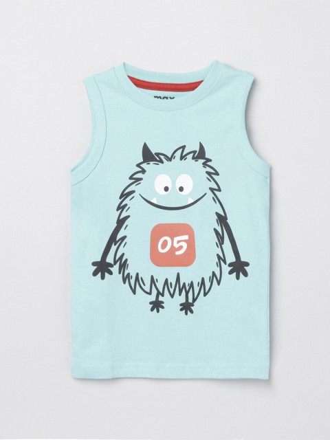 

max Boys Blue Printed T-shirt