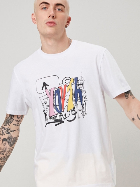 

FOREVER 2 Men Multi & bright gray Printed Applique T-shirt