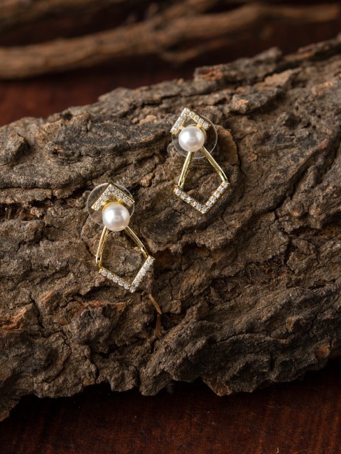 

E2O Gold & White Geometric Drop Earrings