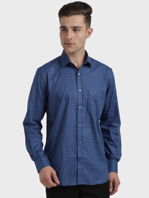

ColorPlus Men Blue Tailored Fit Checked Casual Shirt