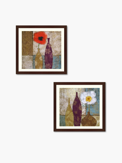 

Home Centre Set of 2 Corsica Floral Pot Wall Art, Multi