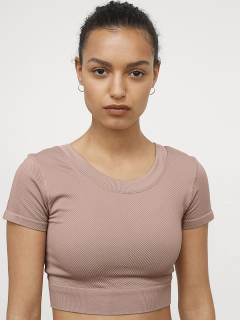 

H&M Pink Cropped Seamless Sports Top