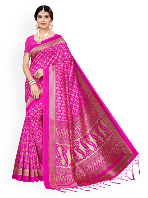 

KALINI Pink & Beige Ethnic Motifs Zari Saree