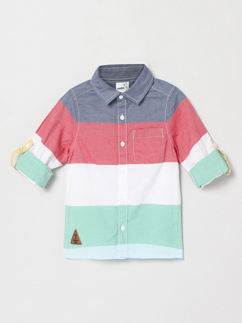

max Boys Multicoloured Regular Fit Colourblocked Casual Shirt, Multi