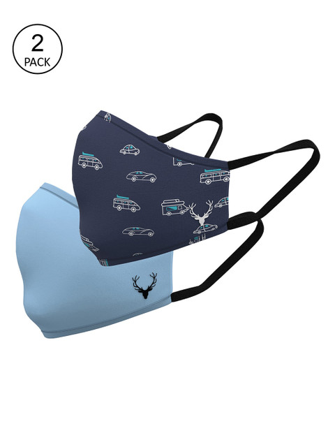 

Allen Solly Junior Kids Pack Of 2 3-Ply Reusable Pure Cotton Protective Outdoor Masks, Blue