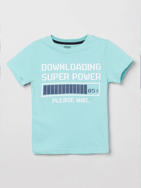 

max Boys Blue Typography NA Printed Applique T-shirt NA